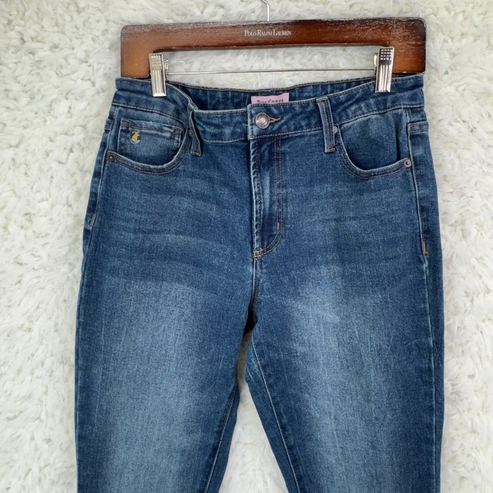 Juicy Couture Flare Jeans Womens 9/29 Blue Rhinestone Logo Y2K‎ McBling Denim
